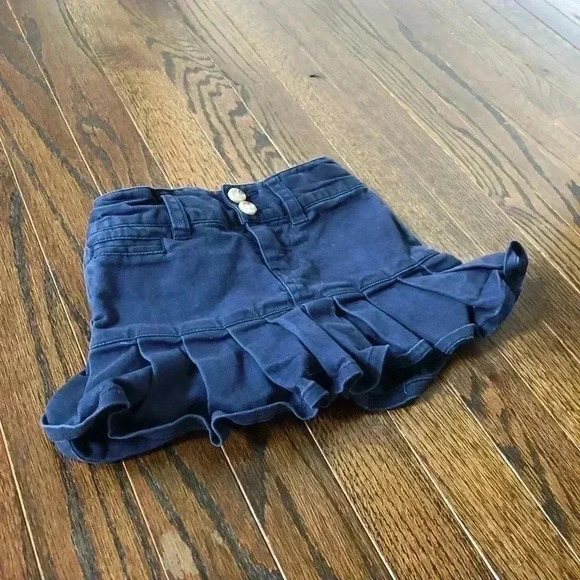 Polo Ralph Lauren Girls 3/3T Navy Blue Khaki Ruffled Adjustable-Waist Skirt - Picture 2 of 7